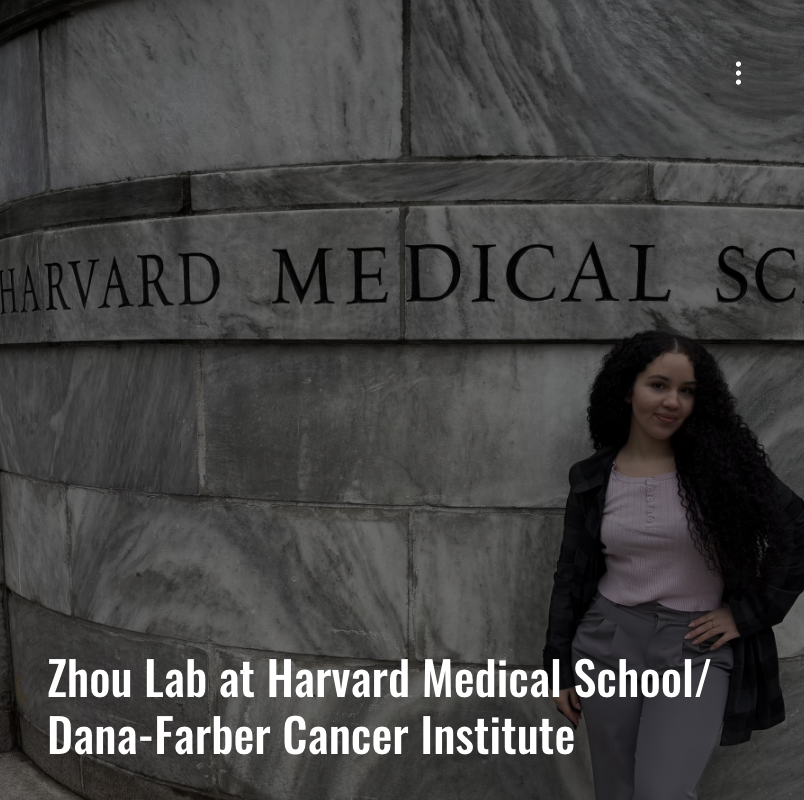 Mary Bellakbira conducting research at Harvard Medical School Zhou Lab and Dana-Farber Cancer Institute